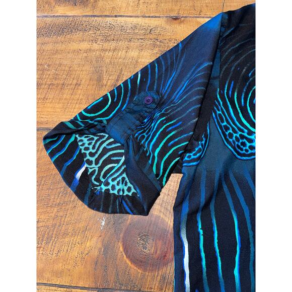 Womens W118 by Walter Baker Blue Green Abstract 1/2 Button Down Blouse Size M - Picture 5 of 8